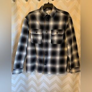 Mens H&M Relaxed Fit Over Shirt Plaid Black and White Mens Large Heavy